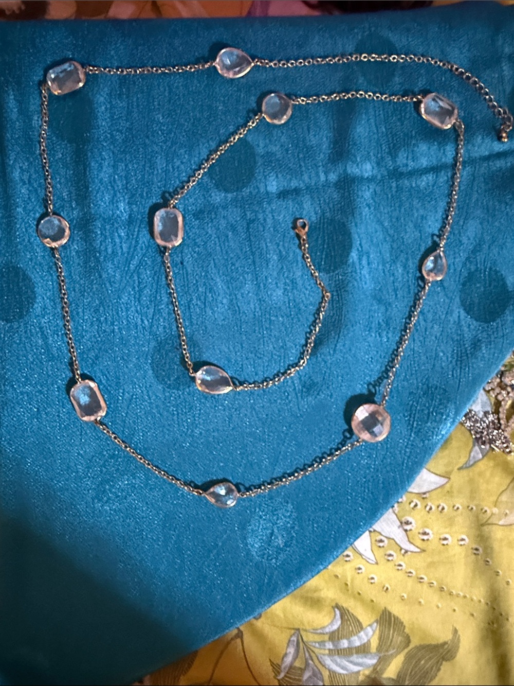 Delicate gold Chain Necklace with Clear Gem Accents
